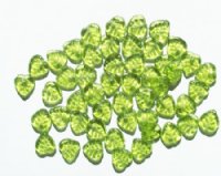 50 9mm Transparent Olivine Leaf Beads